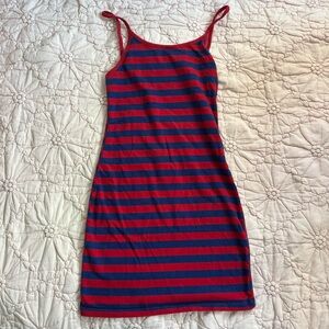 Charlotte Russe Y2K Blue and Red Striped Mini Dress